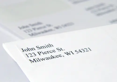 envelope with name and address